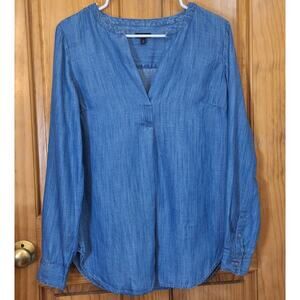 Talbots Shirt Women XS 100% Tencel Chambray BohoChic Coastal Cowgirl Lightweight